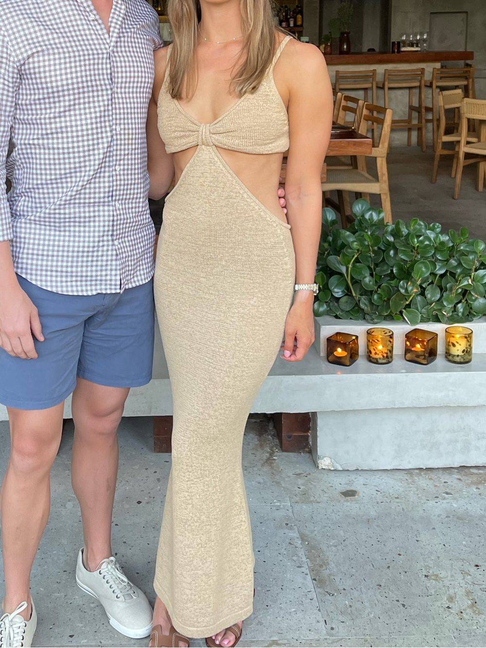 cult gaia Tan Backless Knot Maxi Dress
